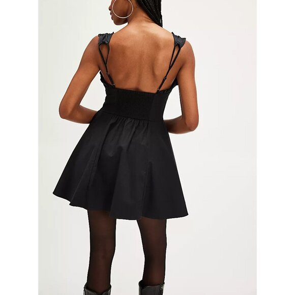 🎉LAST CHANCE🎉 FREE PEOPLE Midnight Magic Mini Dress / Black Combo - Picture 3 of 12